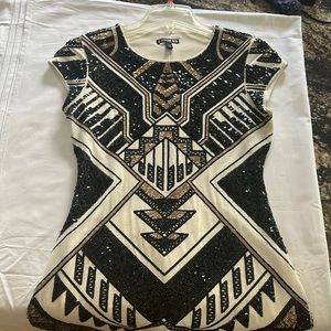 Express Short Sleeve Sequin Bodycon Size Small